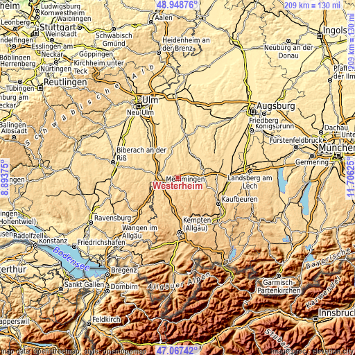 Topographic map of Westerheim