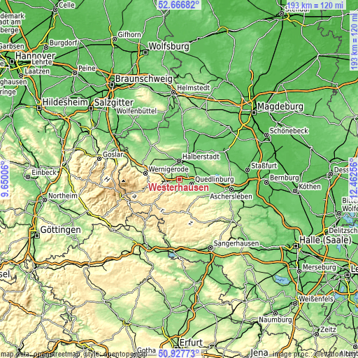 Topographic map of Westerhausen