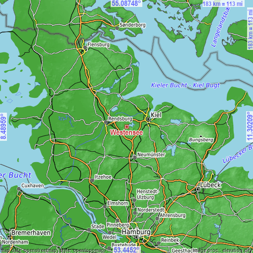 Topographic map of Westensee