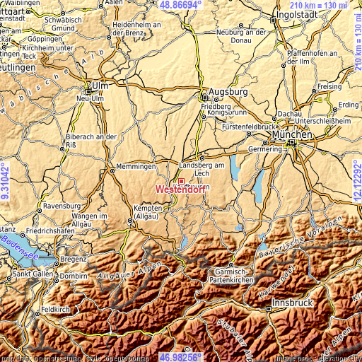 Topographic map of Westendorf