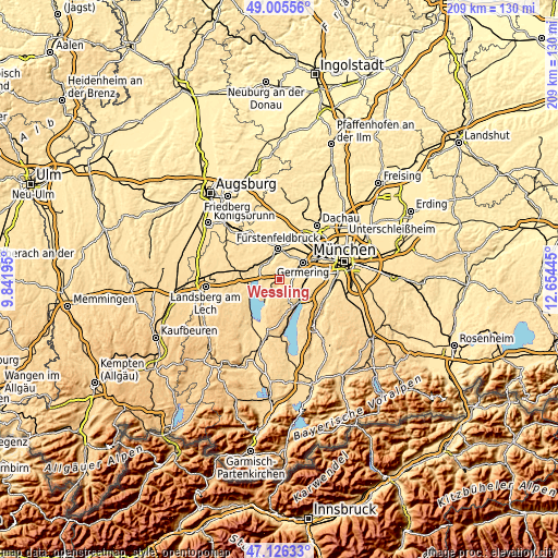 Topographic map of Weßling