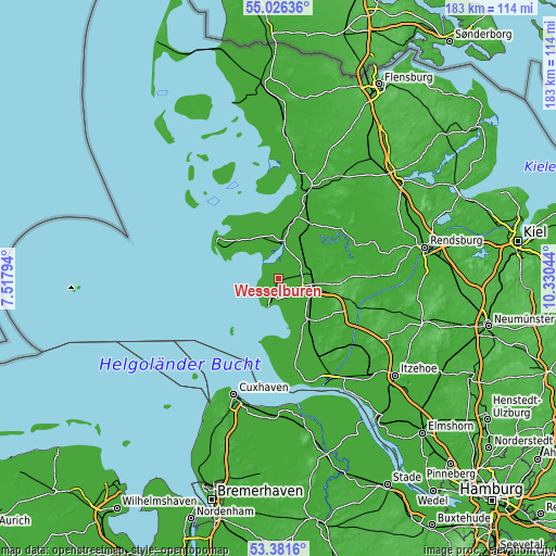 Topographic map of Wesselburen