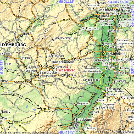 Topographic map of Weselberg