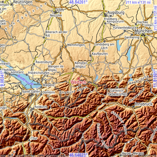 Topographic map of Wertach