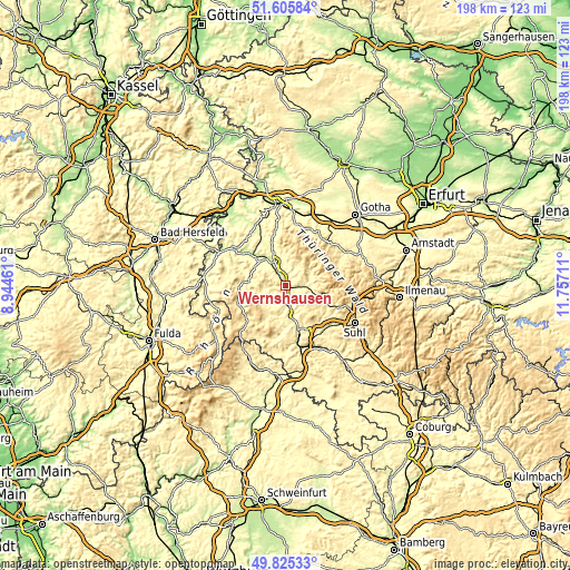 Topographic map of Wernshausen