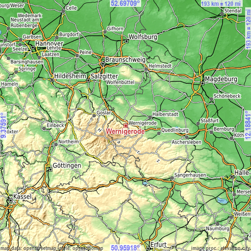 Topographic map of Wernigerode