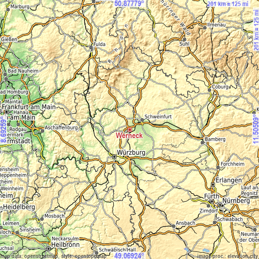 Topographic map of Werneck