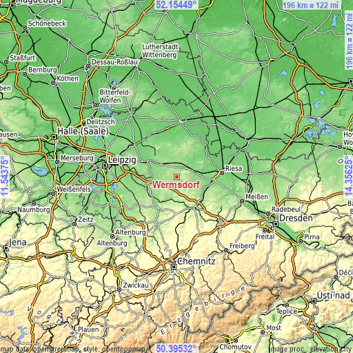 Topographic map of Wermsdorf