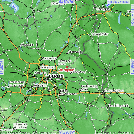 Topographic map of Werftpfuhl