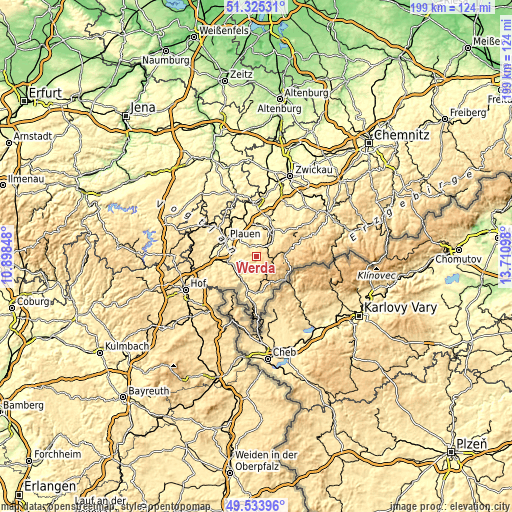 Topographic map of Werda