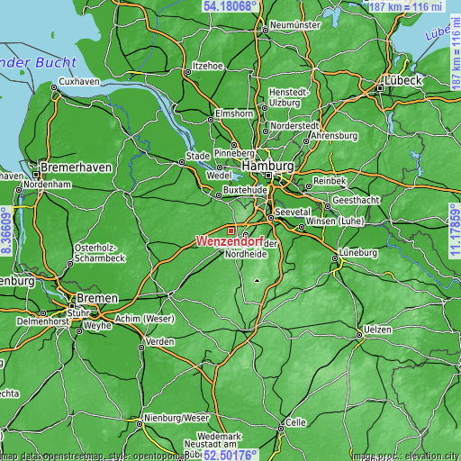 Topographic map of Wenzendorf