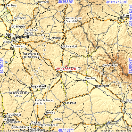 Topographic map of Wenzenbach