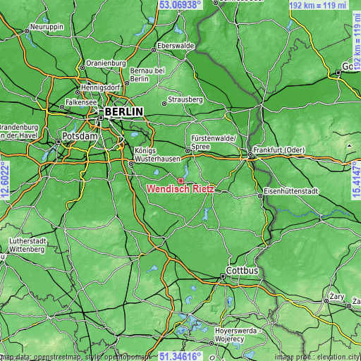 Topographic map of Wendisch Rietz