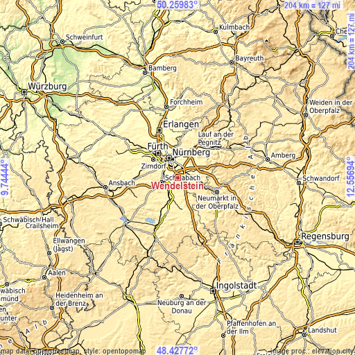 Topographic map of Wendelstein