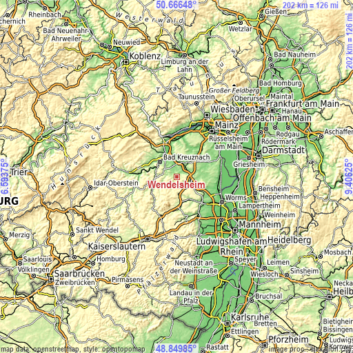 Topographic map of Wendelsheim