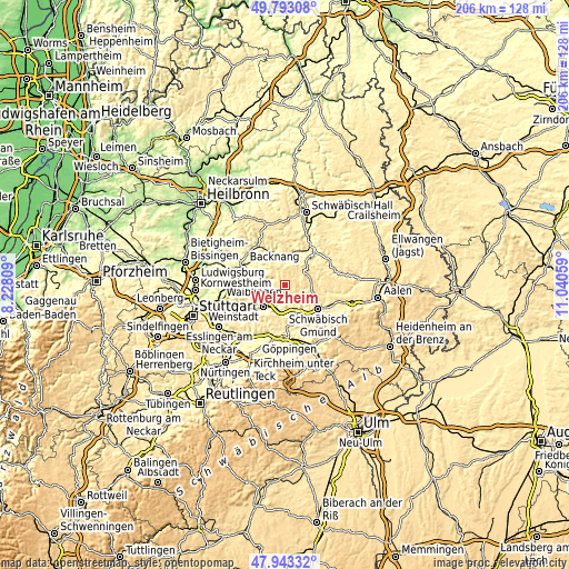 Topographic map of Welzheim