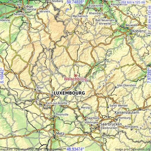Topographic map of Welschbillig