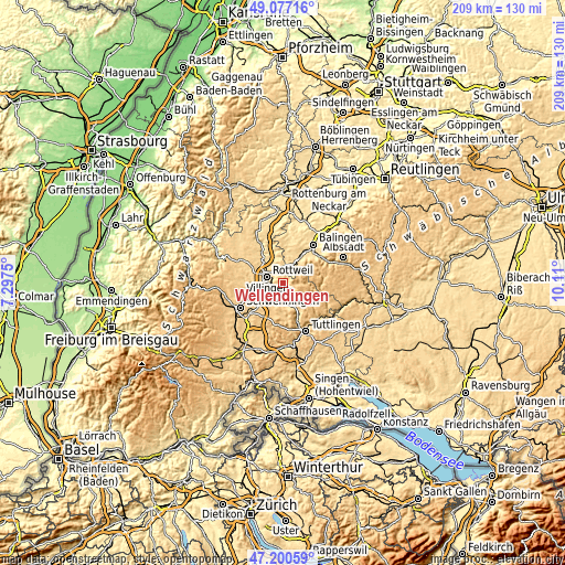 Topographic map of Wellendingen