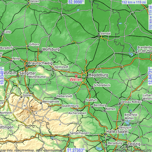 Topographic map of Wellen