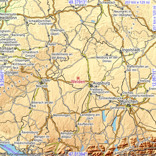 Topographic map of Welden
