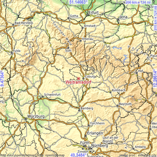 Topographic map of Weitramsdorf