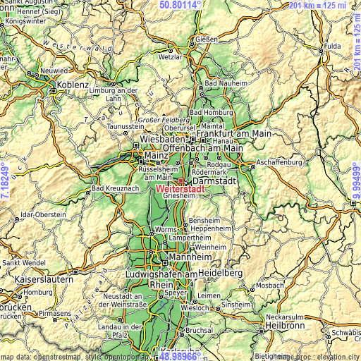 Topographic map of Weiterstadt