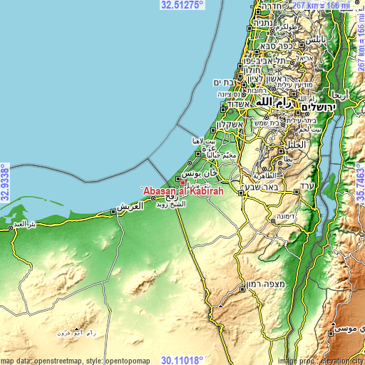 Topographic map of ‘Abasān al Kabīrah