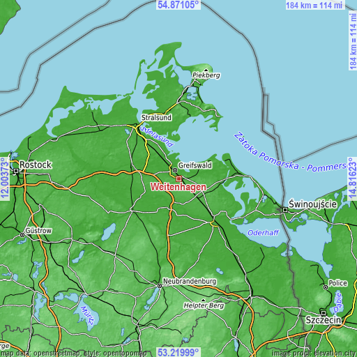 Topographic map of Weitenhagen