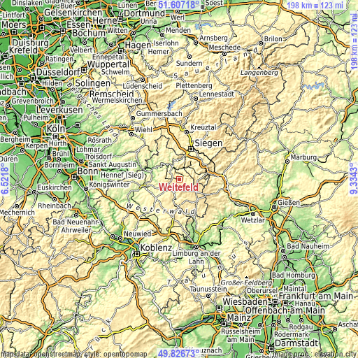 Topographic map of Weitefeld