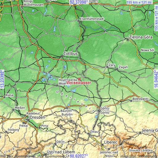 Topographic map of Weißwasser