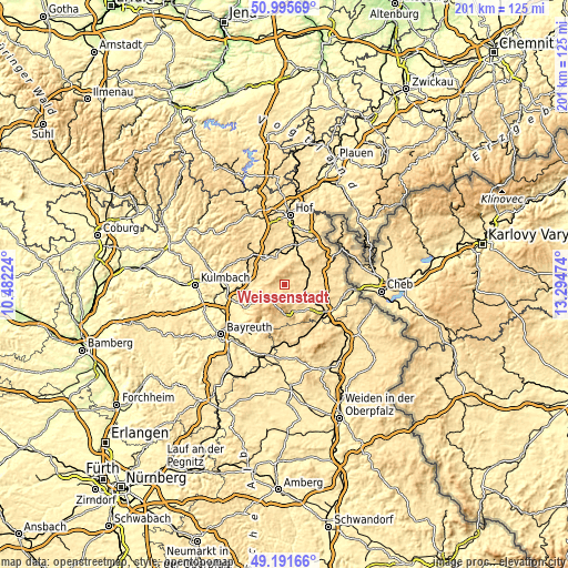 Topographic map of Weißenstadt