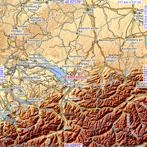 Topographic map of Weißensberg