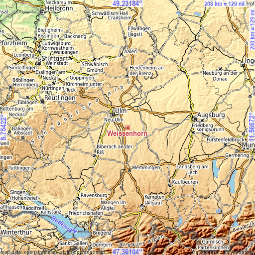 Topographic map of Weißenhorn