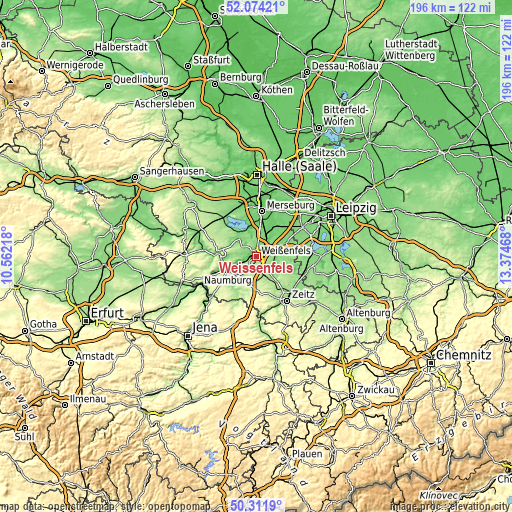 Topographic map of Weißenfels