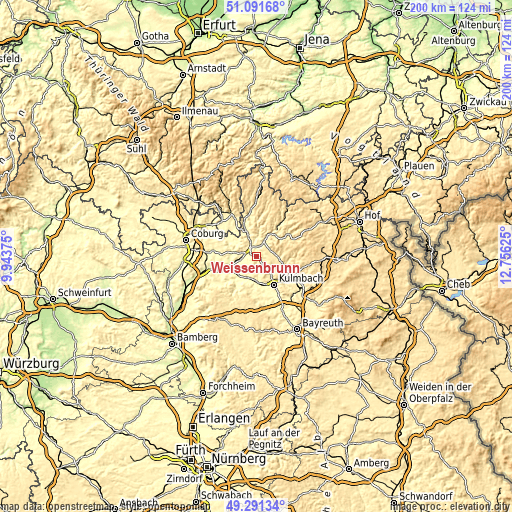 Topographic map of Weißenbrunn