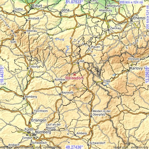 Topographic map of Weißdorf