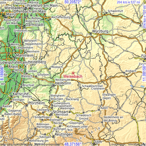 Topographic map of Weißbach