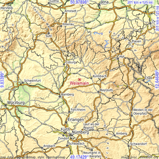 Topographic map of Weismain