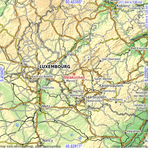 Topographic map of Weiskirchen