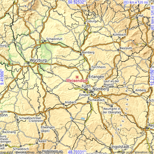 Topographic map of Weisendorf