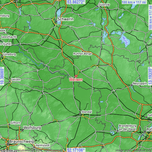 Topographic map of Weisen