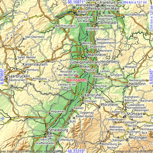 Topographic map of Weingarten