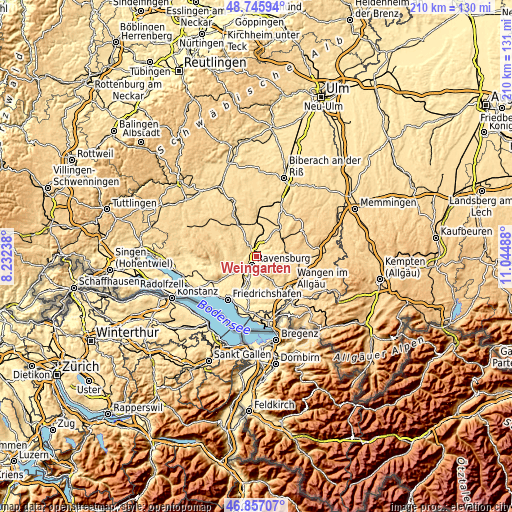 Topographic map of Weingarten