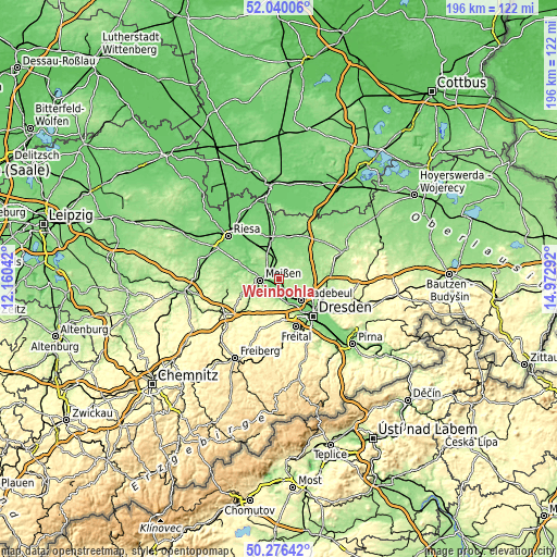 Topographic map of Weinböhla