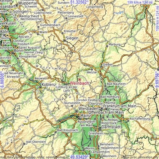 Topographic map of Weinbach