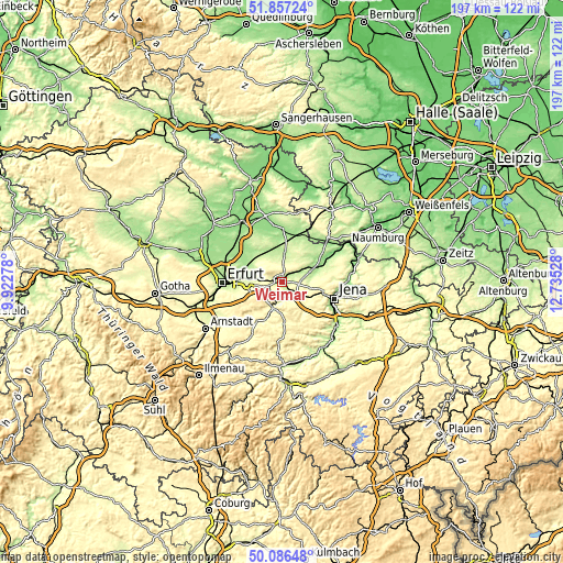 Topographic map of Weimar