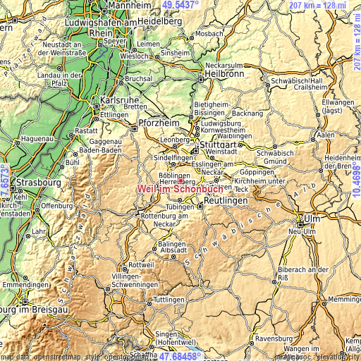 Topographic map of Weil im Schönbuch