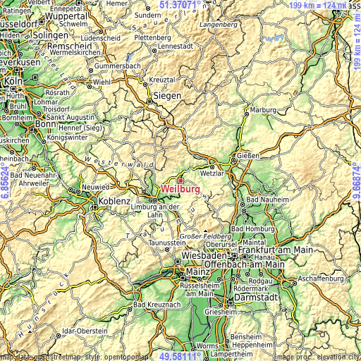 Topographic map of Weilburg