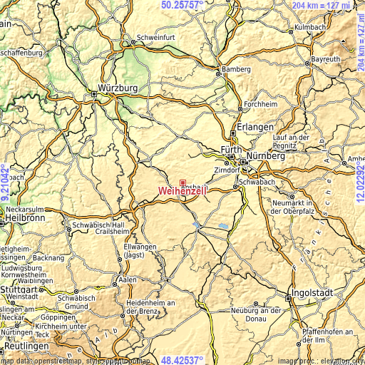 Topographic map of Weihenzell