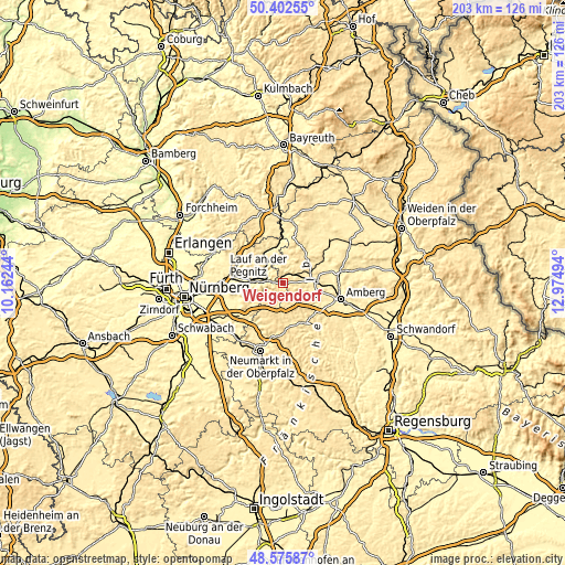 Topographic map of Weigendorf